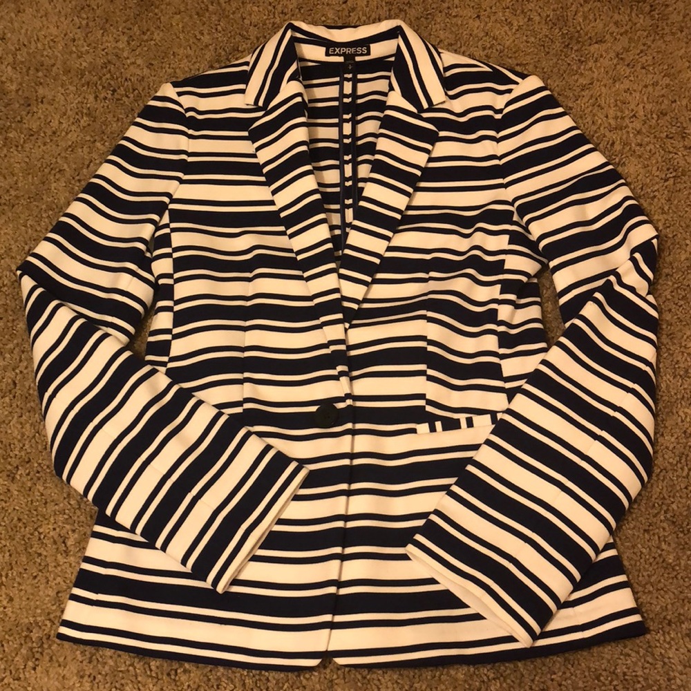 Express Navy and White Striped Blazer Sz S
